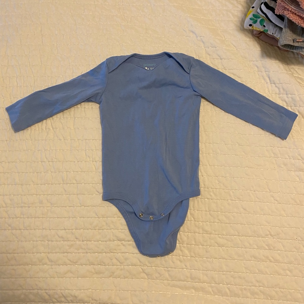 Primary organic Cotton periwinkle long sleeved onesie
